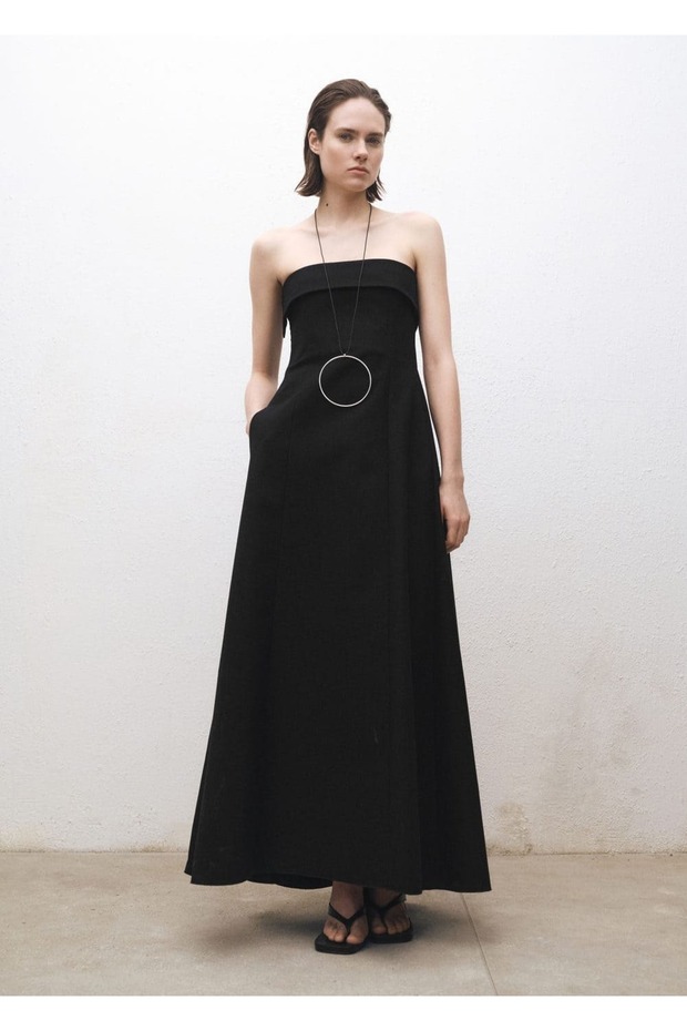 Straplez evaze elbise - 2