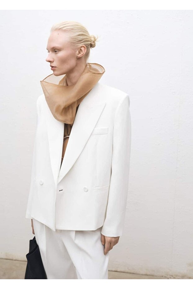 Oversize kruvaze blazer ceket - 5