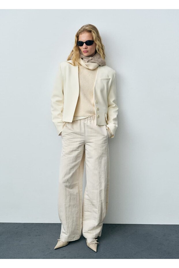 Kalıplı crop blazer ceket - 2