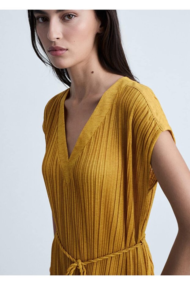 Pilili kemerli elbise - 6