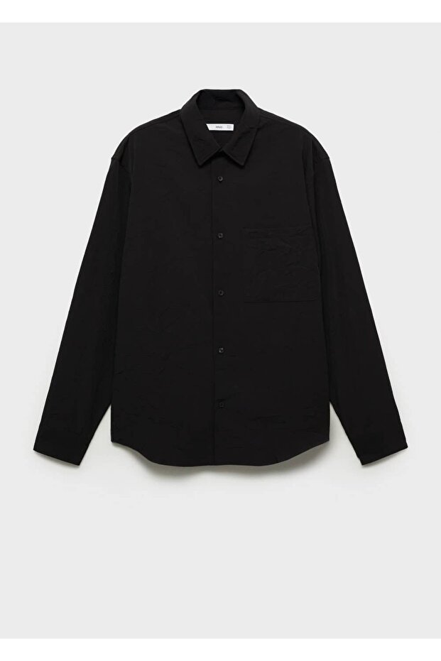 Kırışık görünümlü gömlek - 3