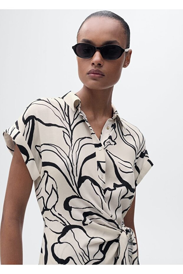 Kleid mit Knotendetail und Muster - 4