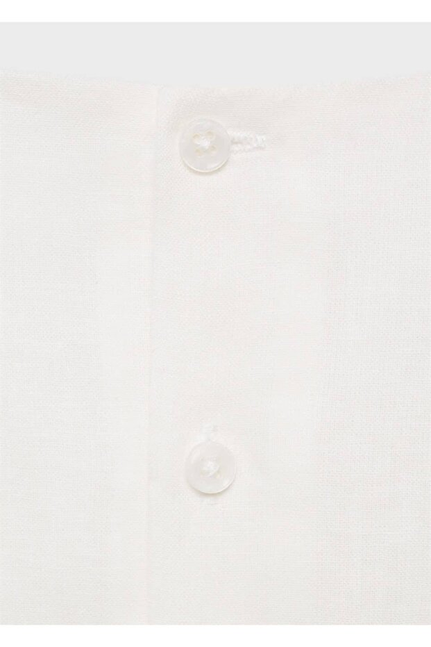 Volanlı Keten Elbise - 8