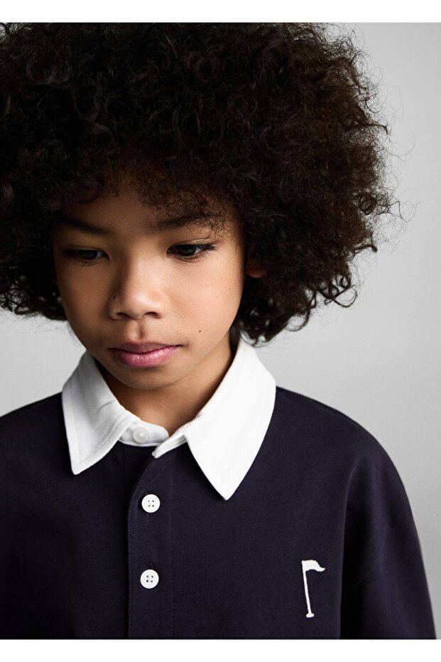 Kontrast yakalı pamuklu polo gömlek - 7