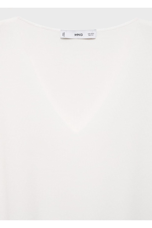 V yakalı triko bluz - 5