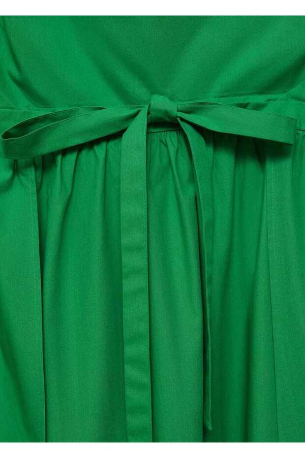 Flared bağ detaylı elbise - 5