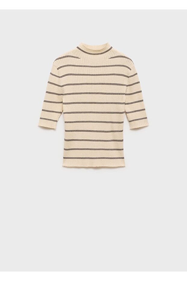 Perkins yakalı fitilli triko kazak - 3