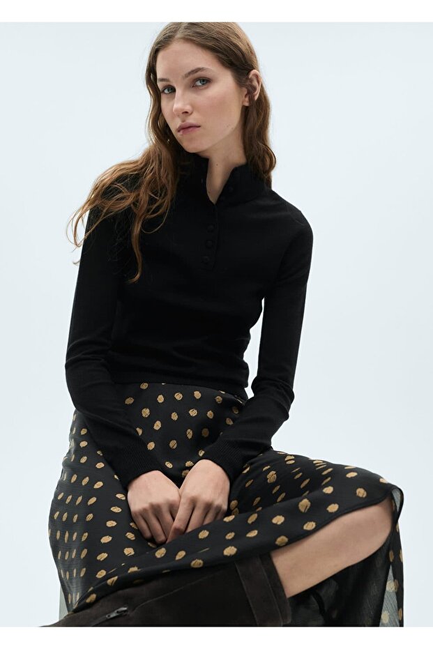 Puantiyeli midi etek - 5