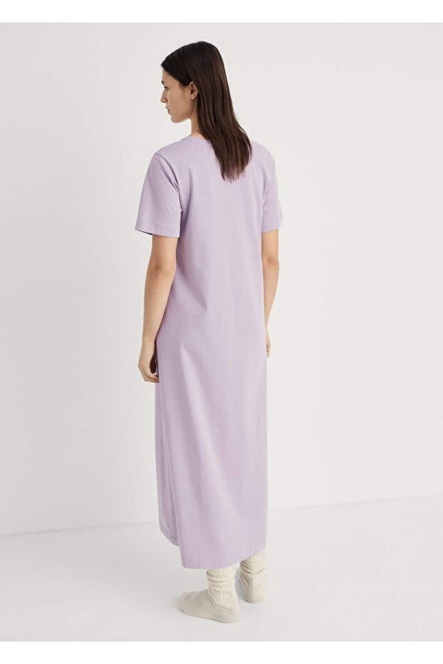 Pamuklu düz tasarım gecelik - 4