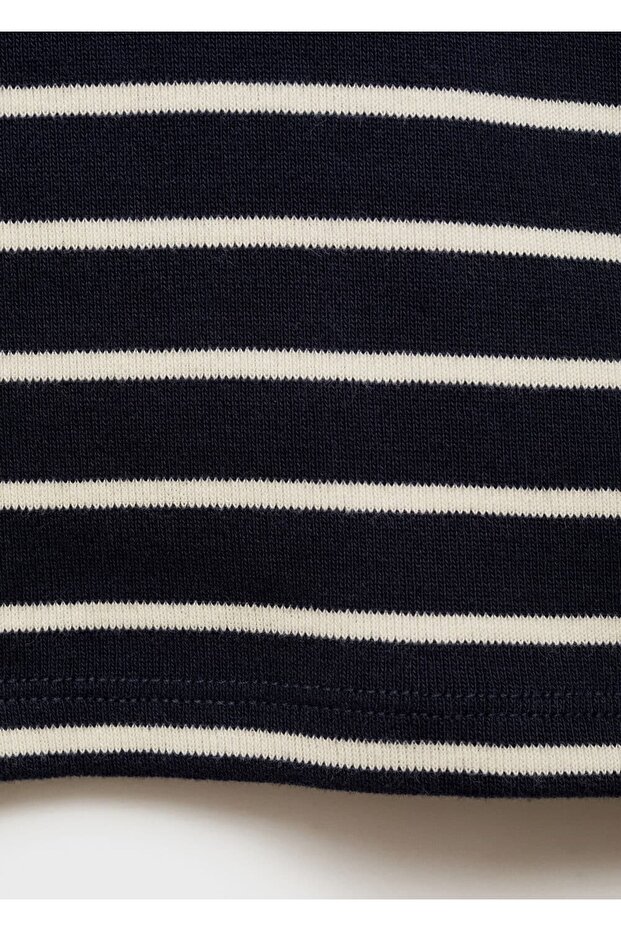 Pamuklu çizgili tişört - 7