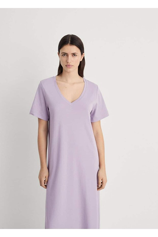 Pamuklu düz tasarım gecelik - 1