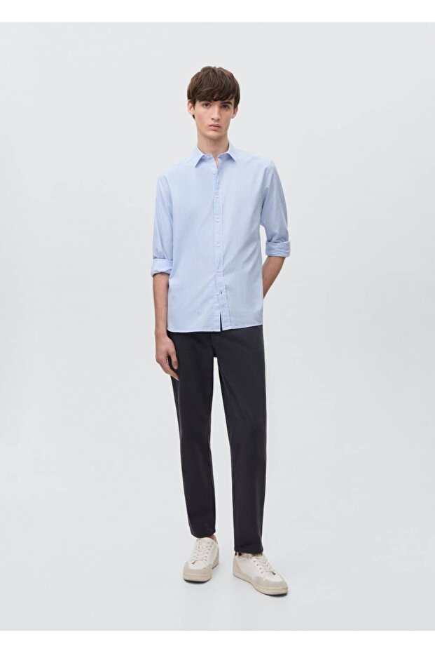 Pamuklu çizgili gömlek - 2