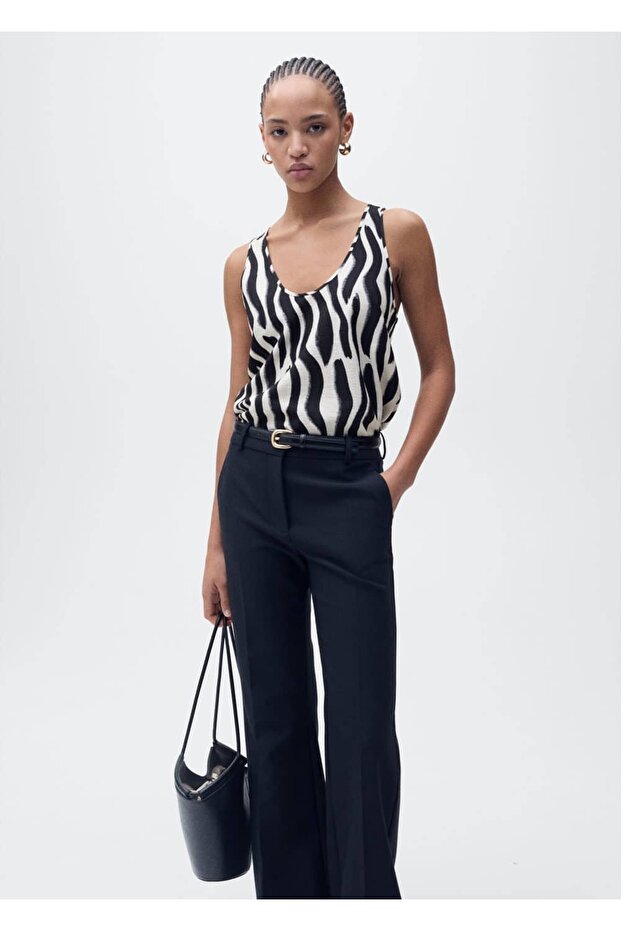 Zebra desenli askılı bluz - 8