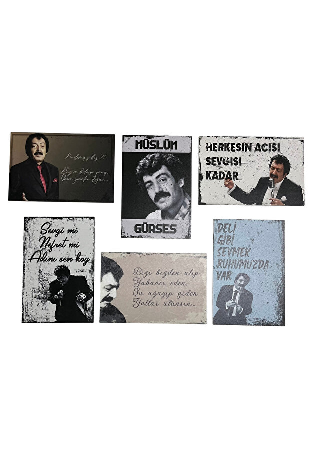 Müslüm Gürses Set, Ahşap Retro Poster 6’lı - 2