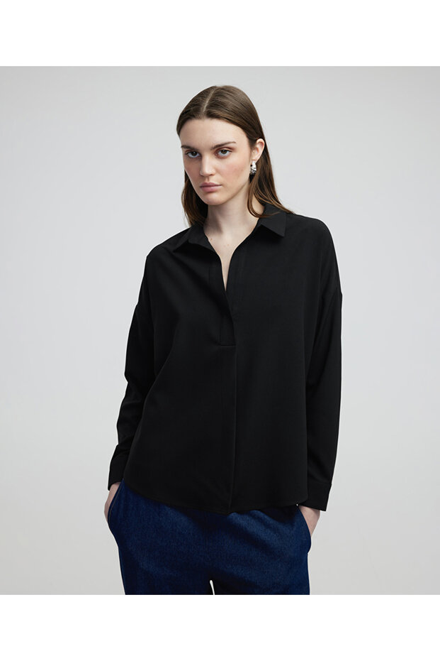 Gömlek yaka bluz - 1