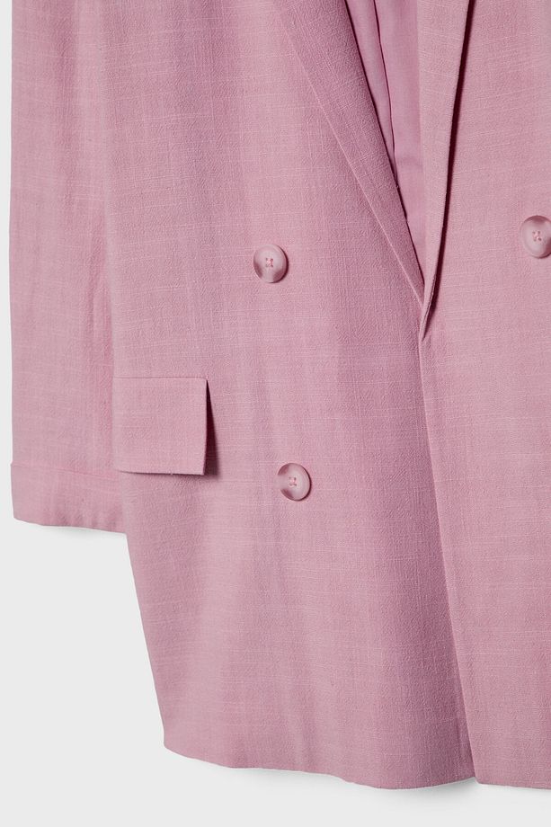 Keten karışımlı ve önü açık blazer - 7