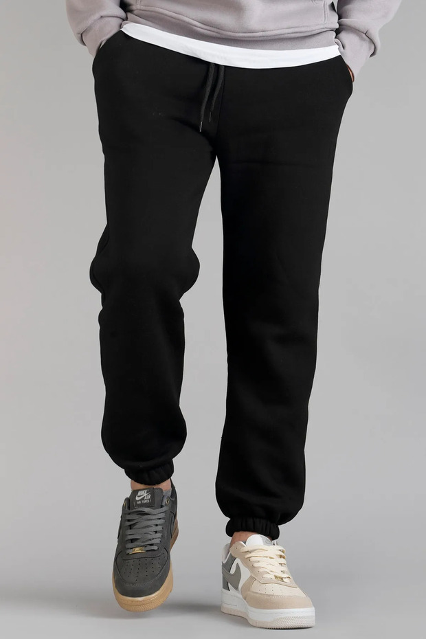 Men's Black Sweatpants with Elastic Legs