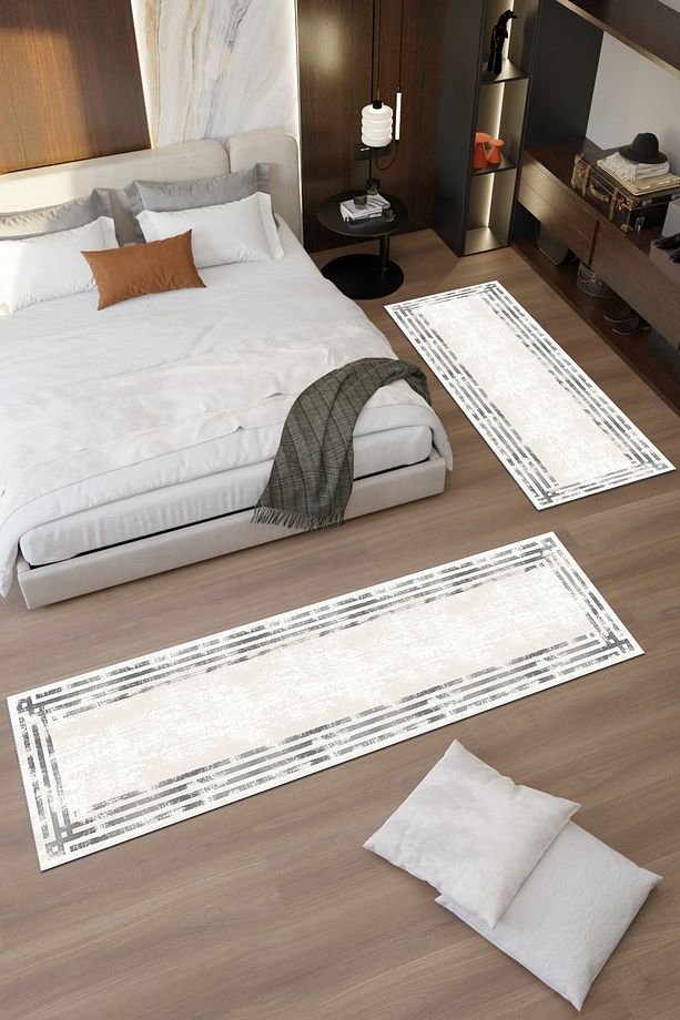 Gümüş Himmu Desenli Makinede Yıkanabilir Salon Halısı Yatak Odası Halısı & Yolluk Modelleri - 3