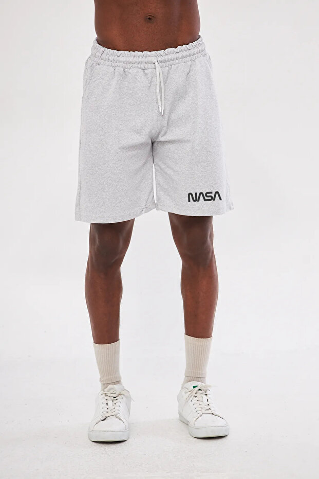 Men's Gray Nasa Printed Polyester Shorts - for Sports and Casual Use