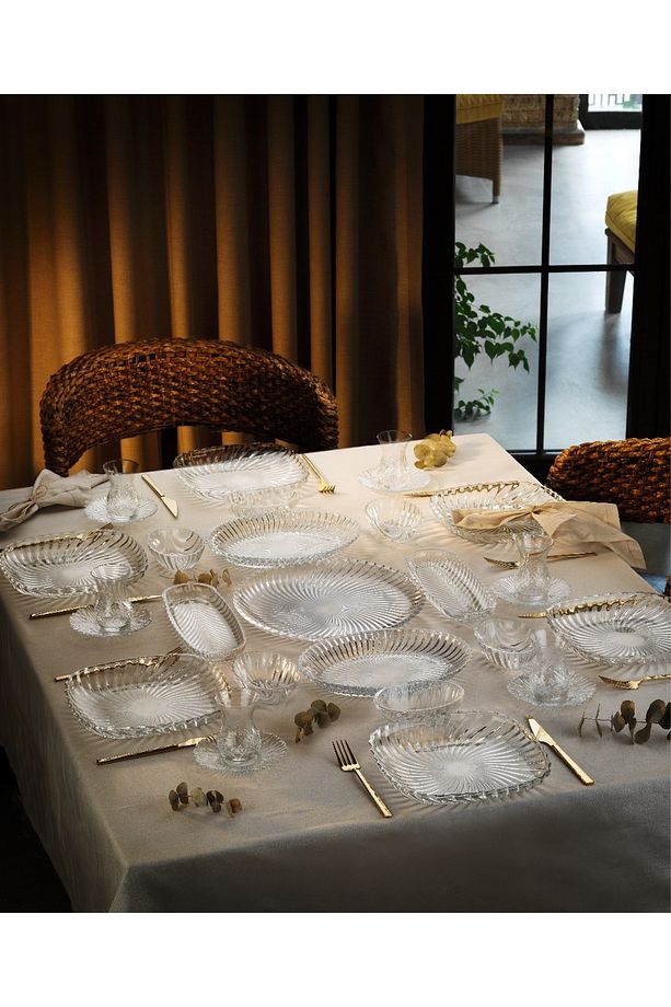 35 PARÇA SÜPER LÜX X LARGE cam kahvaltı takımı sunum tabağı seti cam kahvaltılık set - 2