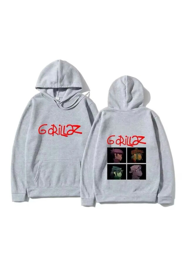 سويت شيرت بغطاء للرأس مطبوع عليه Gorillaz