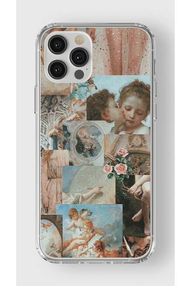 iPhone 16 Pro Compatible Artistic Collage Design Printed Transparent Case