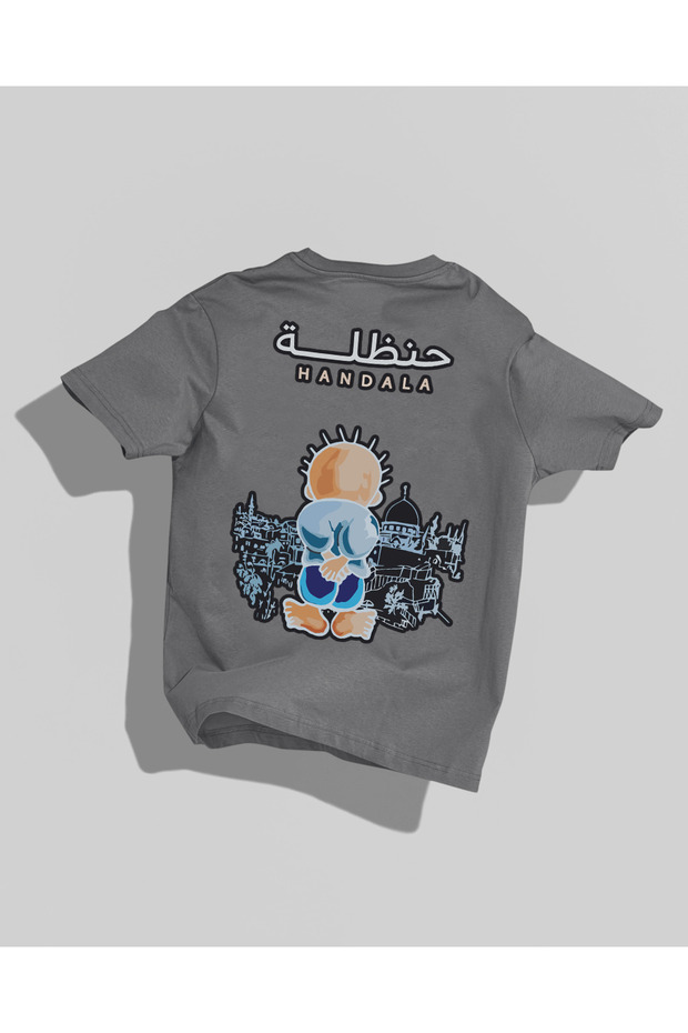 Handala Design Back Printed High Quality Compact Unisex Oversize T-Shirt