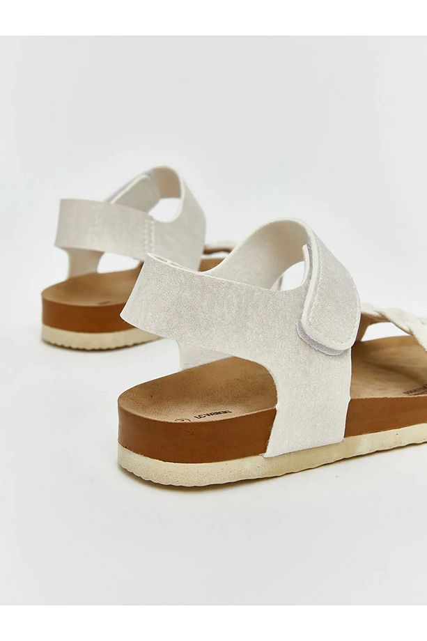 LCW STEPS Ekru Cırt Cırtlı Kız Çocuk Sandalet - 4