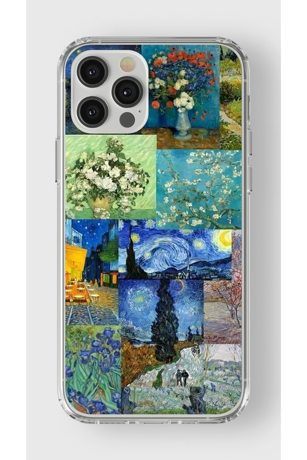 حافظة شفافة مطبوعة بتصميم فني مجمعة متوافقة مع هاتف iPhone 16 Pro Max