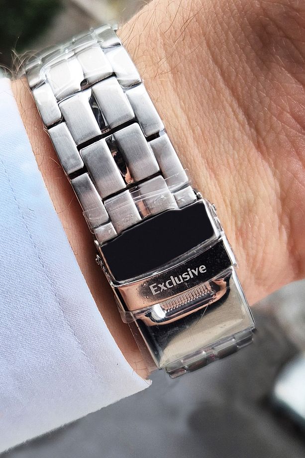 Exclusive Multi Fonksiyonel Takvim, Gün, 12/24 Saat, Dual Time Su Geçirmez Erkek Kol Saati - 3