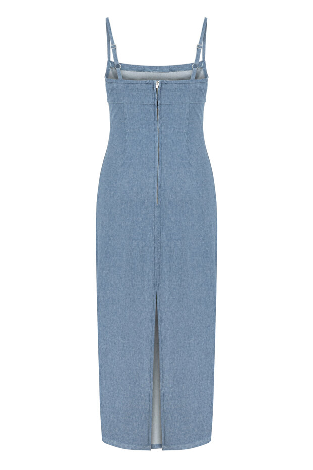 ASKILI DAR MİDİ ELBİSE - 6