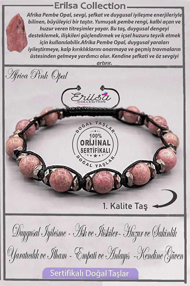 Certified Aaa+ Quality Real Terahertz - African Pink Opal Stone Bracelet