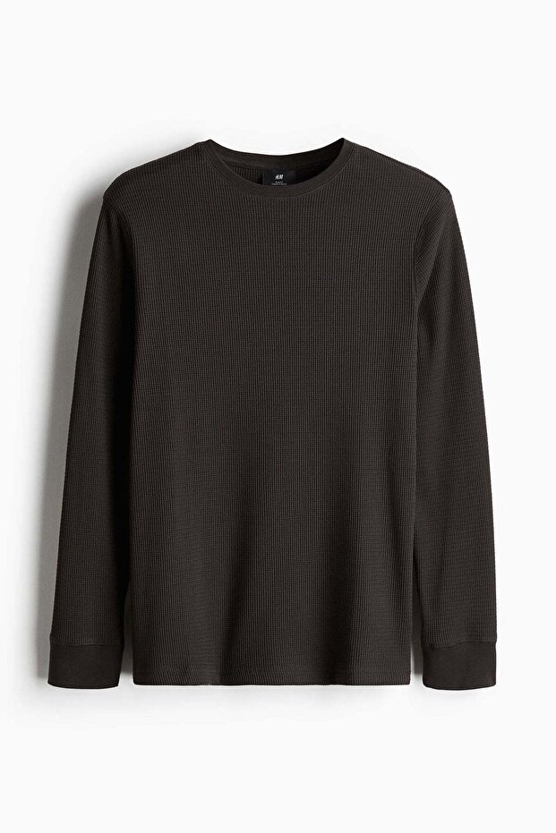Waffled jersey top