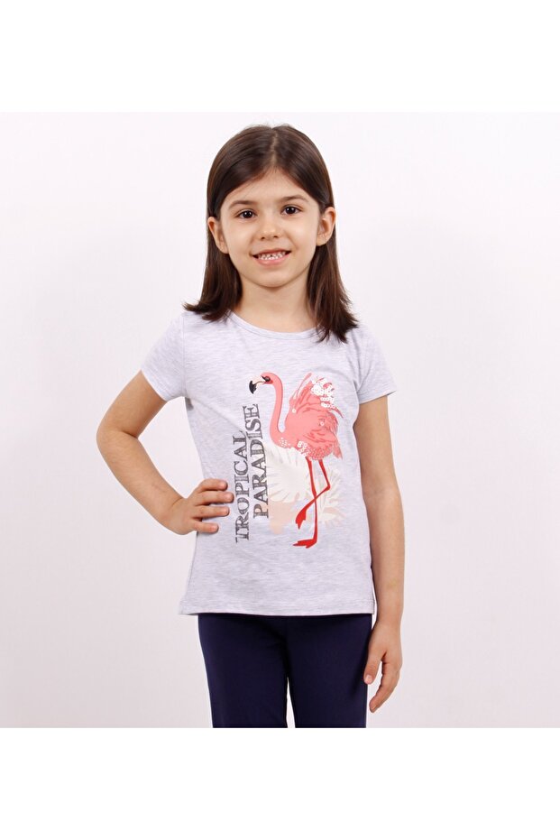 Girl's T-Shirt with Flamingo Print