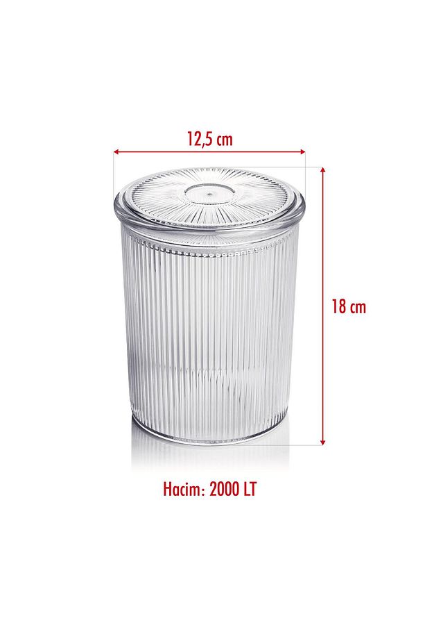 12'li Barok Yuvarlak Büyük Kavanoz Seti & Saklama Kabı & Erzak Kabı (12*2000 ML) - 5
