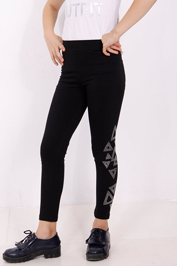 Girl's Stone Embroidered Leggings