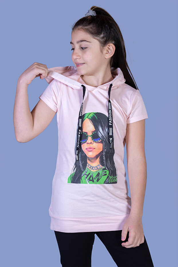 Girl's Billie Eilish Printed Hooded T-Shirt