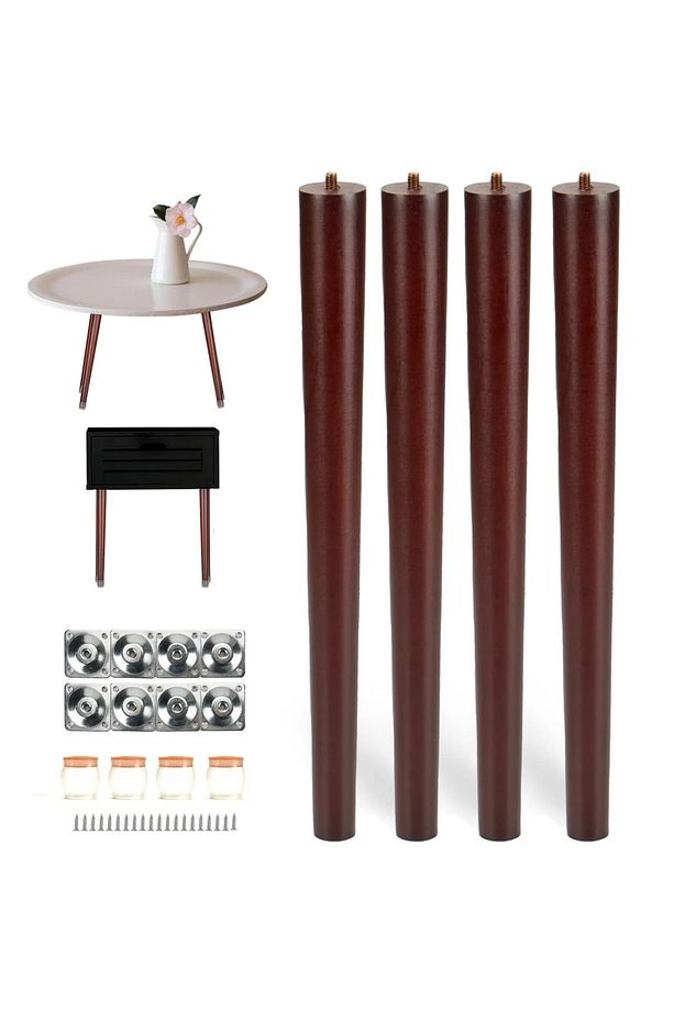 70 cm ceviz renk 4 adet konik masa ayak(aparat dahil) - 1