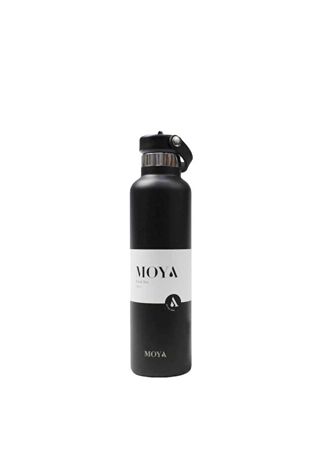 "Black Sea" 700ml Insulated Sustainable Water Bottle Black Spout Lid