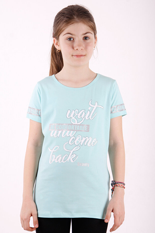 Girl's T-shirt with Slogan Print