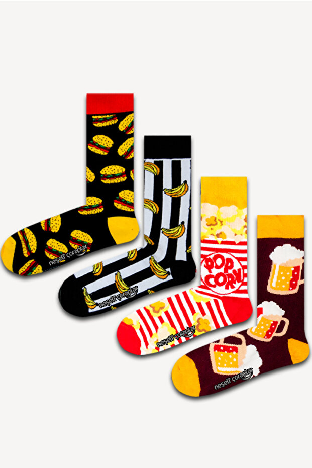 4'lü Popcorn Renkli Çorap Set - 2