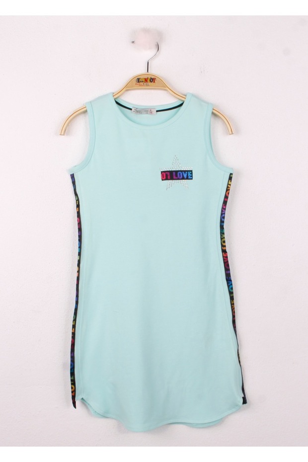 Girl's Chest Star Printed Zero Sleeve Dress