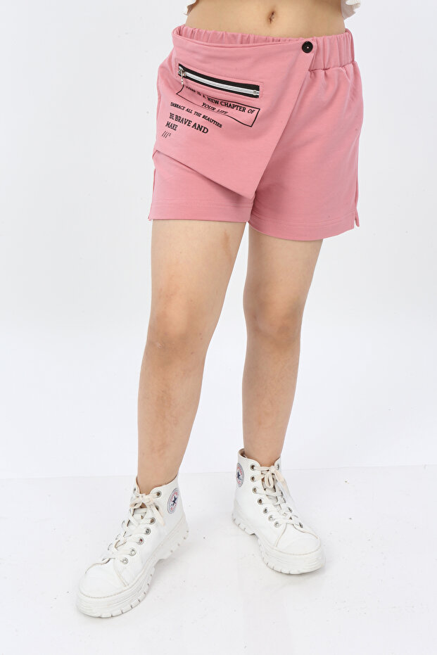 Girl's Shorts with Decorative Front Pockets