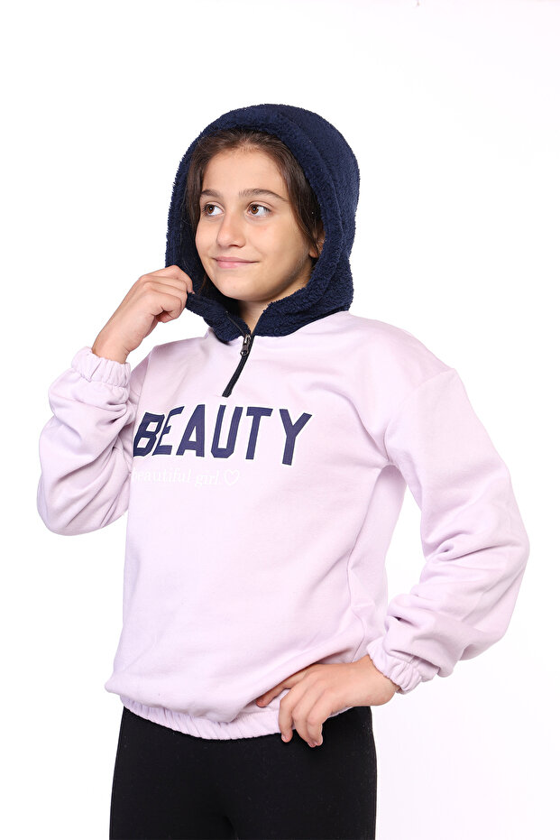 Girl's Hooded Printed Sweatshirt
