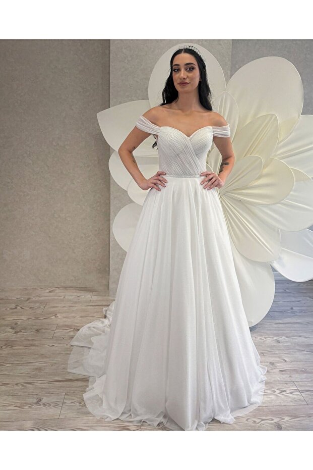 Emıly | Simli Drapeli Gelinlik - 1