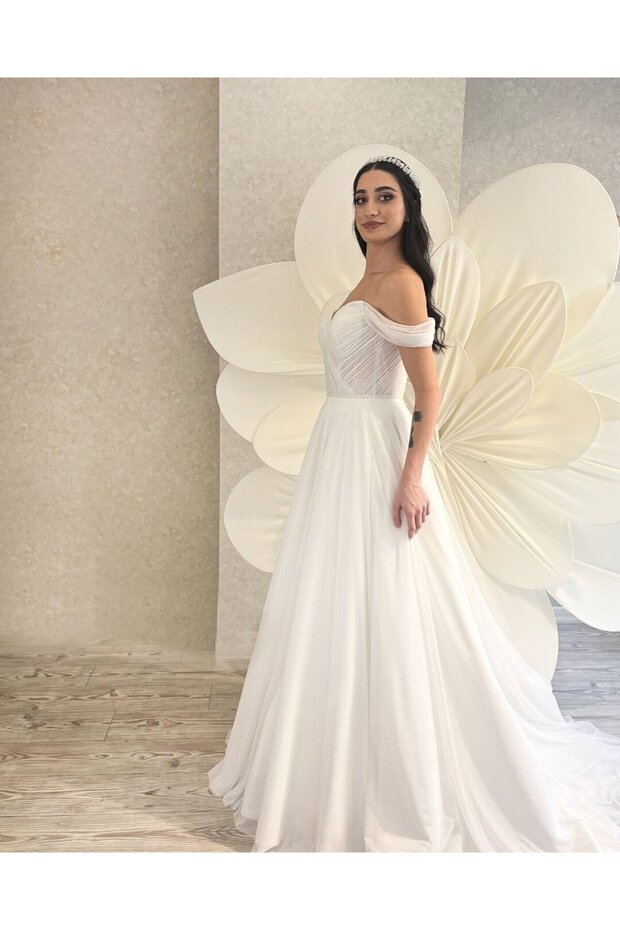 Emıly | Simli Drapeli Gelinlik - 2