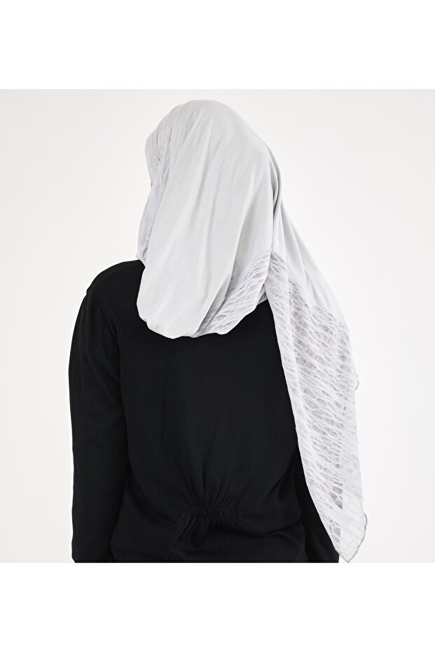 شال من القطن الممشط باللون الرمادي - 4