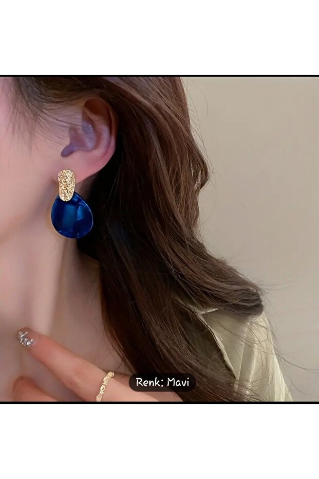 Mavi Taşlı Küpe - 2