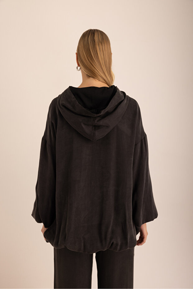 Kapuşonlu Balon Sweatshirt - 6