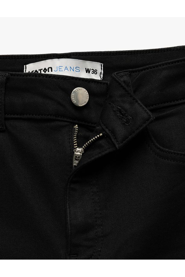 Yüksek Bel Pamuklu Kapri Denim Şort - Tight Fit - 7